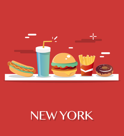 New York Food.Vector Illustration.のイラスト素材