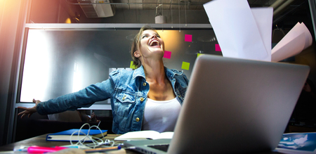 Business woman enjoy her work.の写真素材