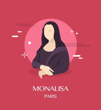 Monalisa illustration in Paris backgroundのイラスト素材