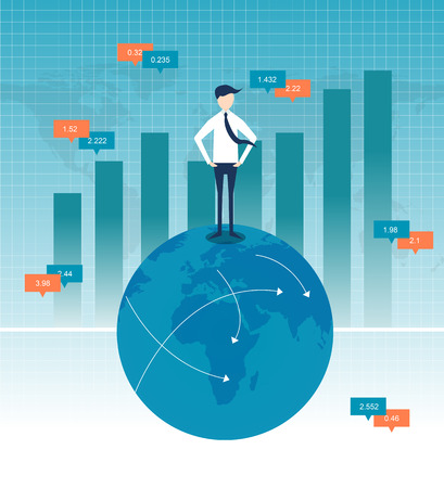 Businessman with business growth flat design illustrationのイラスト素材