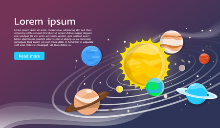 Solar system with planets illustration flat designのイラスト素材
