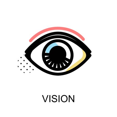 Vision icon with eye symbol on white background with vector illustration design.のイラスト素材
