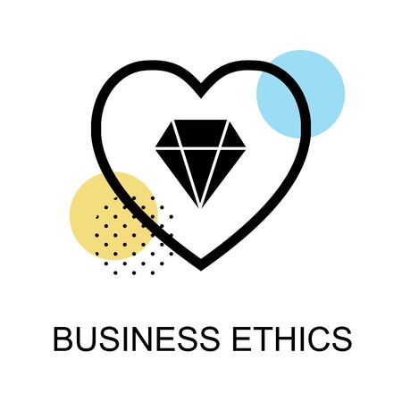Business ethics icon with diamond and heart on white background vector  illustration design.のイラスト素材