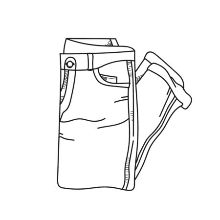 Trousers illustration on a white background.Black and white color line artの写真素材