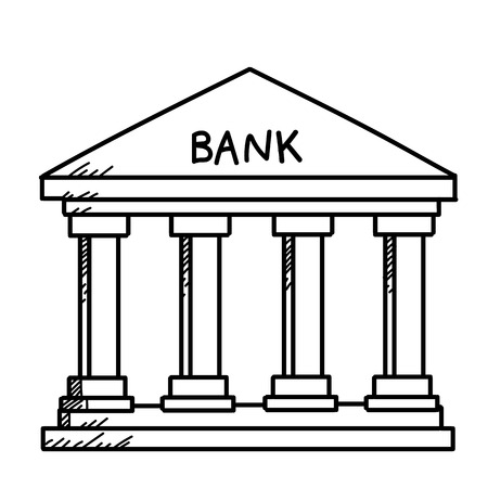 Bank freehand drawing illustration on white backgroundの写真素材