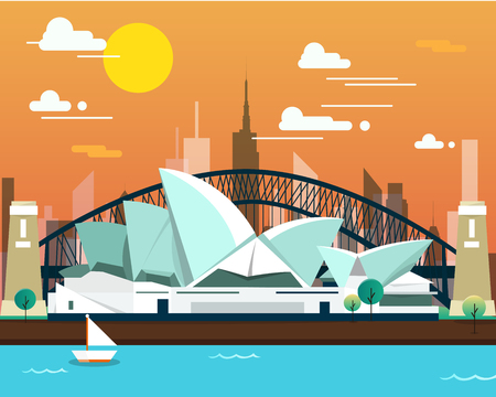 Sydney opera house and bridge for travelingのイラスト素材
