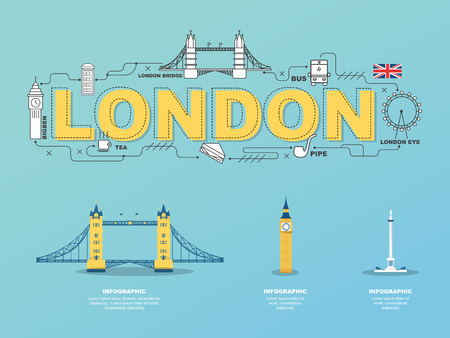 London landmarks icons in England for traveling.vectorのイラスト素材