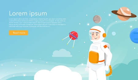 Astronaut with planets on galaxy illustration designのイラスト素材