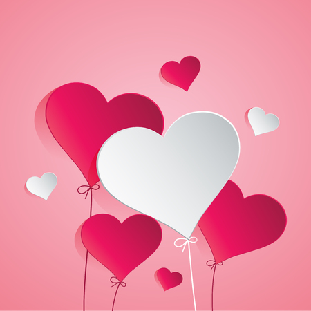 Illustration of heart balloon on pink backgroundのイラスト素材