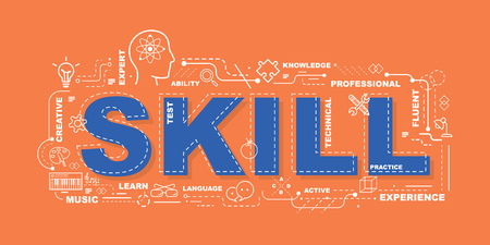 Design Concept Of Word SKILL Website Banner.のイラスト素材