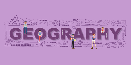 Design Concept Of Word Geography Website Banner.のイラスト素材