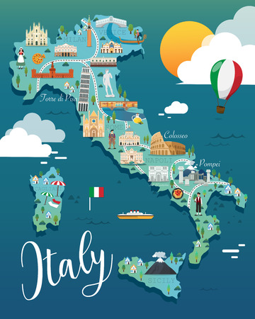 Map Of Italy Attractions Vector And Illustration.のイラスト素材