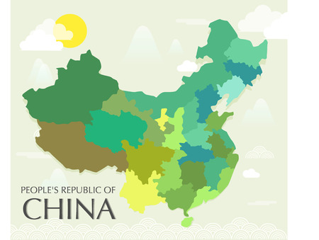 Map Of China Attractions Vector And Illustration.のイラスト素材