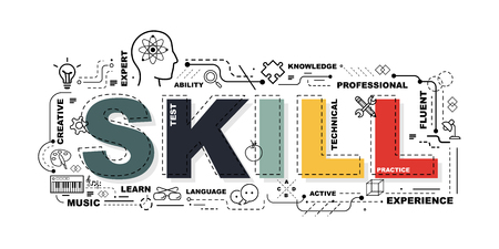 Design Concept Of Word SKILL Website Banner.のイラスト素材