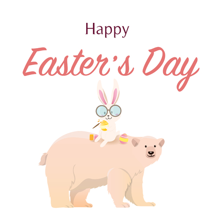 Polar bear with easter bunnyのイラスト素材