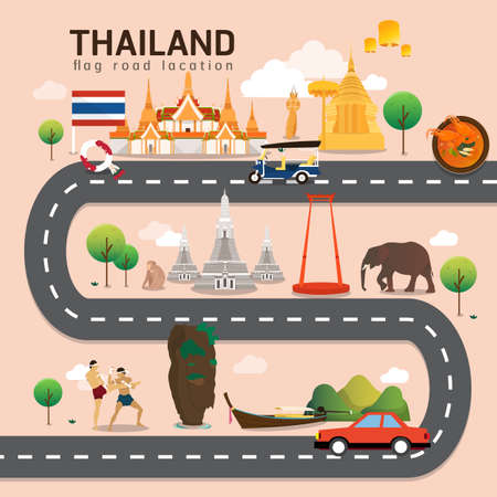 Road map and journey route in Thailandのイラスト素材