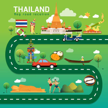 Road map and journey route in Thailandのイラスト素材