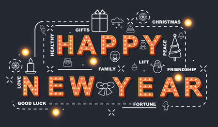 Light Sign For Happy New Yearのイラスト素材