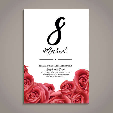 Beautiful vector illustration on 8 March, International Women s Day, spring, flowers. Template for greeting cardsのイラスト素材