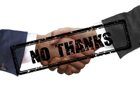 A photo of two men handshaking. This photo was taken at an office in Noida han on March 2020の写真素材