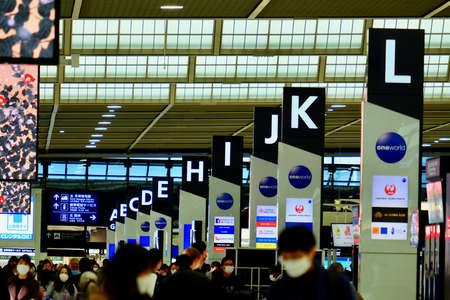 A image of Fully crowded airport. This image was taken at JFK airport New York city on March 2020.のeditorial素材
