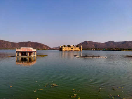 The palace Jal Mahal. it was built during the 18th century in the middle of Man Sager Lake. Jaipur, Rajasthan, India, Asia. This picture was taken at Jaipur Rajasthan on February 2020.のeditorial素材