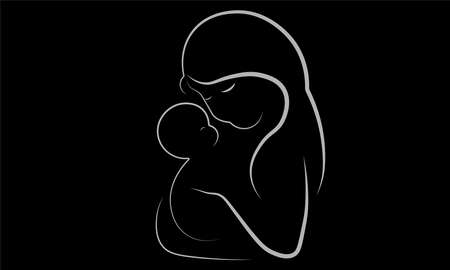 A vector illustration of a mother & her new bond baby child.のイラスト素材