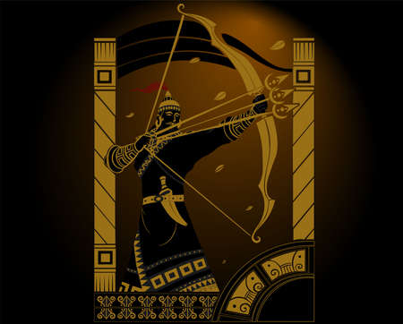 A vector illustration artwork of Indian ancient warrior Maharana Pratap.のイラスト素材