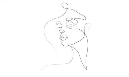 A vector illustration artwork of one-line woman portrait.のイラスト素材