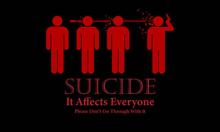 A vector illustration artwork Suicide affects note