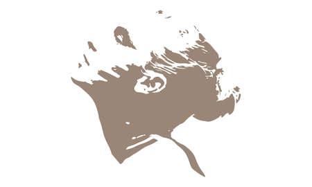 A VECTOR ILLUSTRATION ARTWORK OF AN OUTLINE OF GIRL PORTRAITのイラスト素材