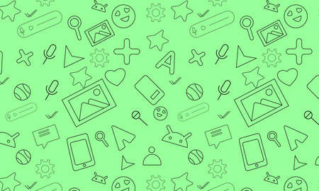 A vector illustration artwork of repeated seamless pattern of social media icon.のイラスト素材