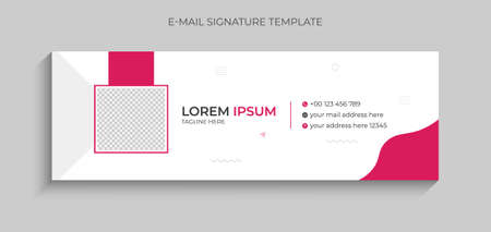 Modern colorful, creative email signature design template for business. Business email signature design pink color. Email signature template in vector eps.のイラスト素材