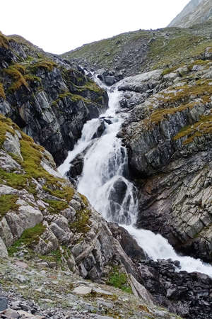 the mountain hill stone and waterfall view.の写真素材
