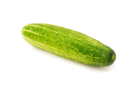 the ripe green cucumber isolated on white background.の写真素材