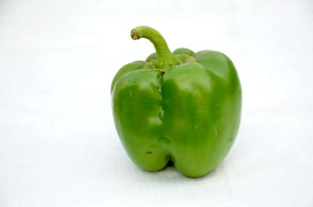 the green ripe capsicum isolated on white background.の写真素材