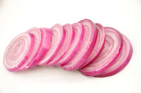 the pink white onion isolated on white background.の写真素材