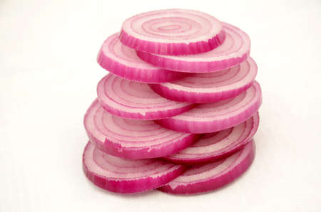 pink white onion isolated on white background.の写真素材