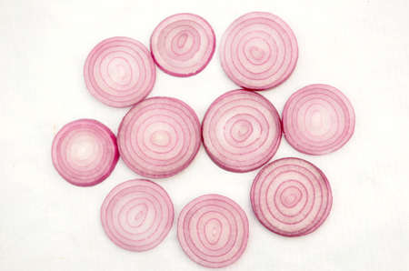 onion sliced isolated on white background.の写真素材