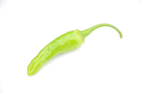the green ripe chilly isolated on white background.の写真素材