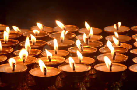 bunch the oil lamp in the festival of templeの写真素材