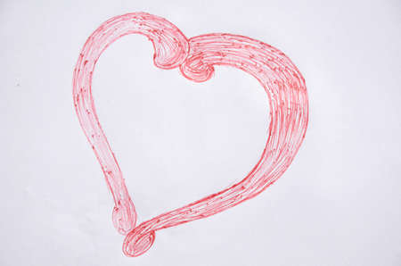 illustration of pen red love heart isolated on white background.の写真素材