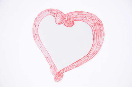 illustration of pen red love heart isolated on white background.の写真素材