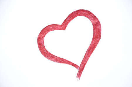 illustration of pen red love heart isolated in the white backgroundの写真素材