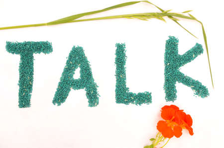 the green color talk with orange flower green plant mental health awareness concept on the white background.の写真素材