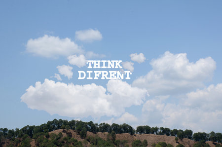 think different ,in the mental health awareness concept on the cloud sky background.の写真素材