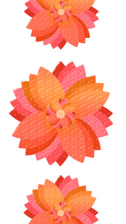 closeup the bunch pink orange flower art on the red white background.の写真素材
