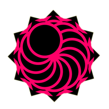 closeup the pink black spiral design art on the white background.の写真素材