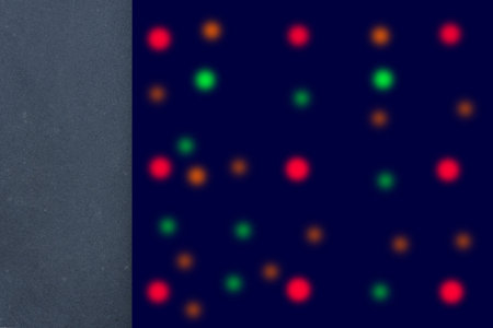 closeup the colorful bubbles with dark blue banner background.
