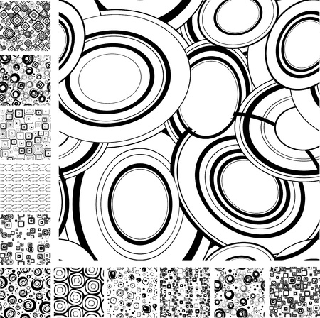Big collection black-white seamless textures のイラスト素材